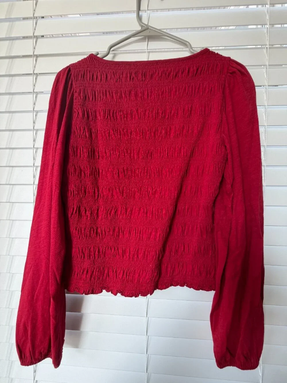 Madewell Smocked Boatneck Top in the shade Ruby